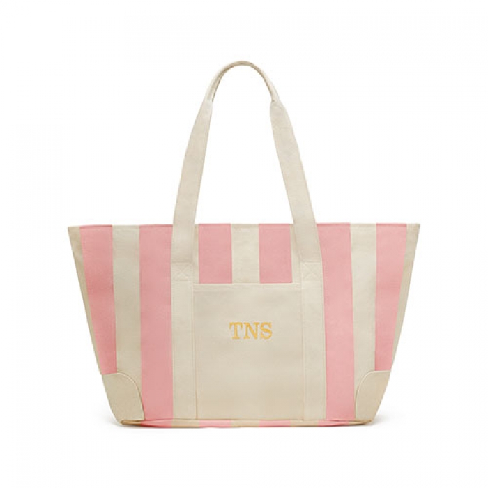 Large Striped Canvas Tote Bag - Pink | Print Canada Store