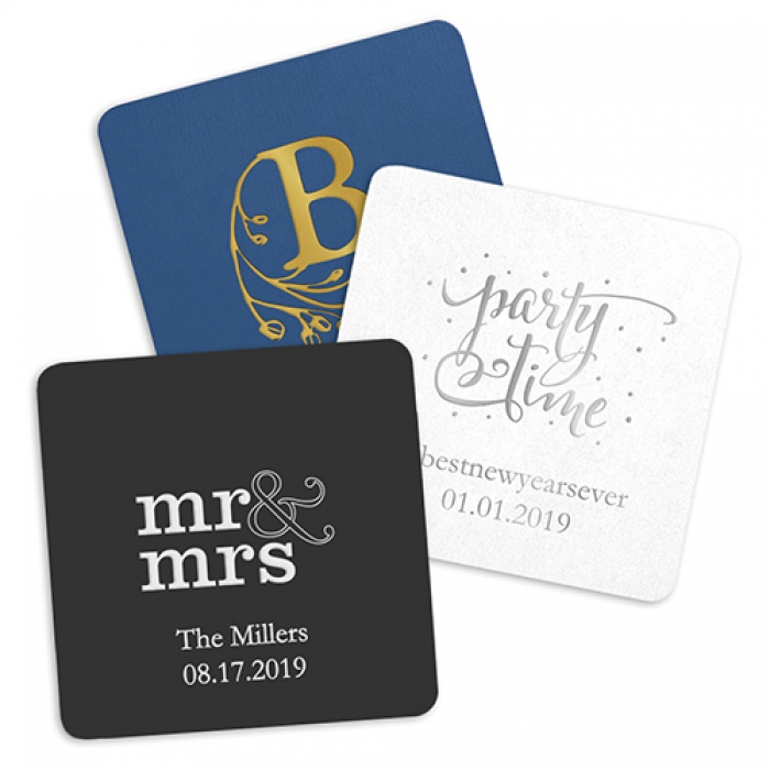 Personalized cardboard shop coasters