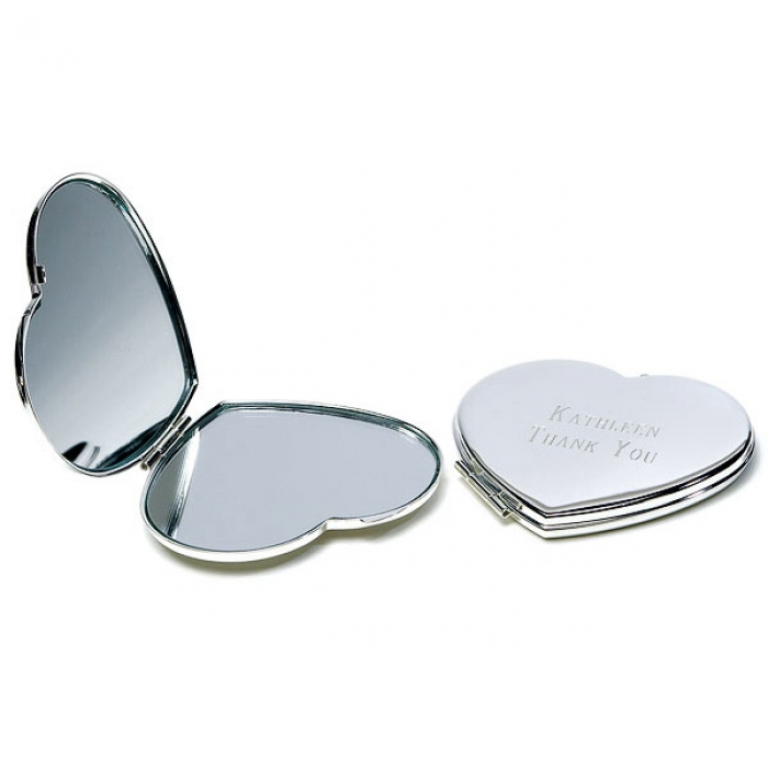 Silver Plated Classic Heart Compact Mirror | Print Canada Store