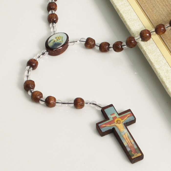 Prayer Beads Clear And Wood Rosary Print Canada Store   Rb8047cl L 